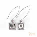 Sterling Silver Mini Churn Dash Earrings on Long Wire